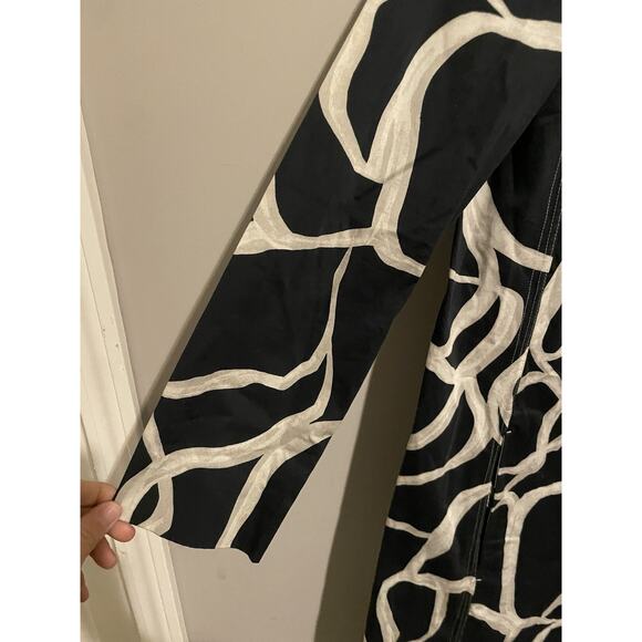 COS Mini Dress Navy Abstract‎ Print Voluminous A-Line Hi Low Long Sleeve US4 - Picture 4 of 9